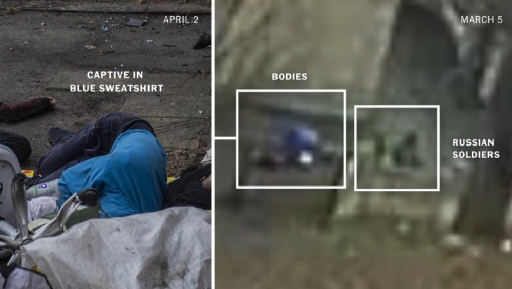 FOTO/VIDEO // The New York Times: Imagini cu ruși care ucid cu sânge rece nouă civili în Bucha. La locul crimei s-au găsit dovezi care arată cine erau soldații